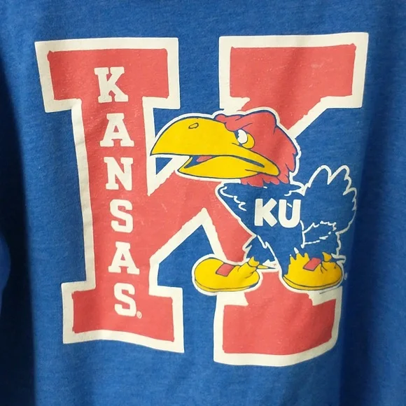 Kansas Jayhawks Blue Hooded Sweatshirt - University Logo Pullover - Picture 5 of 8